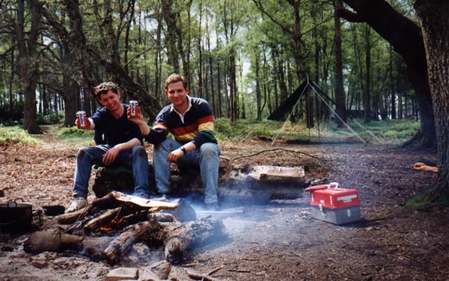 Relaxing by the campfire